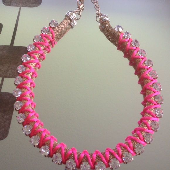 Beautiful necklace neon coral and gold