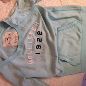 A teal/blue hollister long sleeve sweater