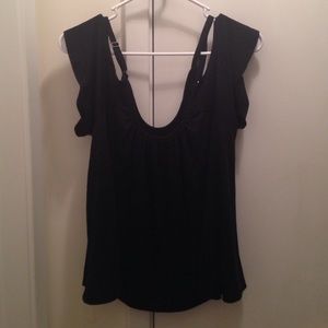 Fun open shoulder black top