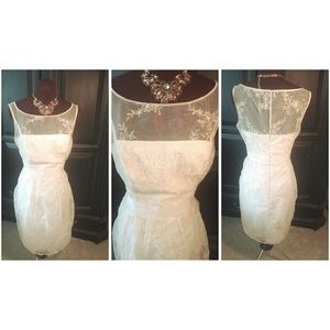 Strapless Sheath With Sheer Lace Overlay