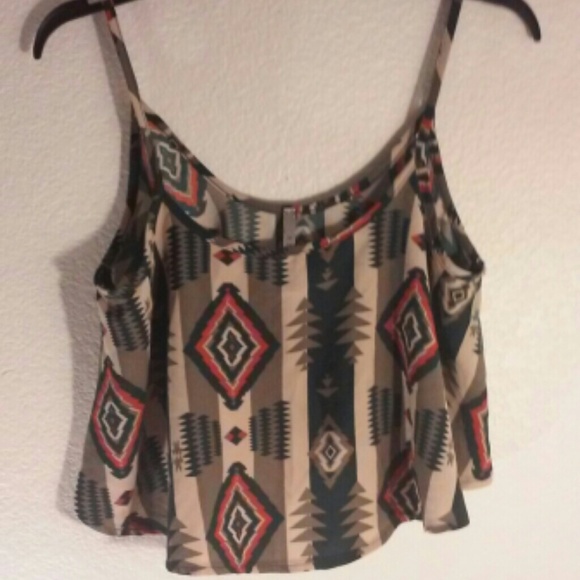 Orange & Green Aztec Flowy Top - Picture 1 of 2