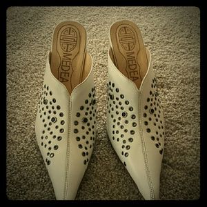 White Leather Slip on