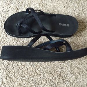 REDUCED Black Teva Wedge Sandals