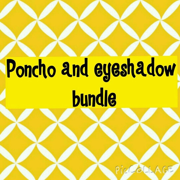 Sequin mocha poncho and 2 eyeshadows