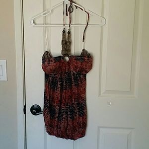 Tank top with beaded neckline