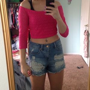 Cropped off the shoulder top