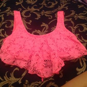 Neon pink swim top