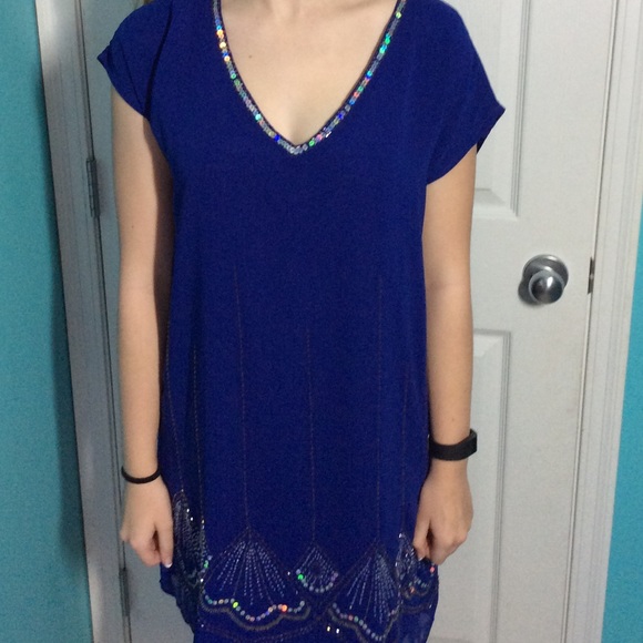 NWT BEAUTIFUL ROYAL BLUE DRESS WITH SPARKLE! - Picture 4 of 4
