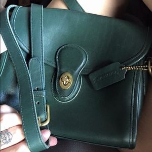 VINTAGE green leather coach crossbody bag