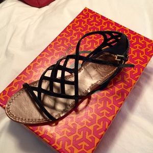 Tory Burch Amalie Black Patent flat sandal