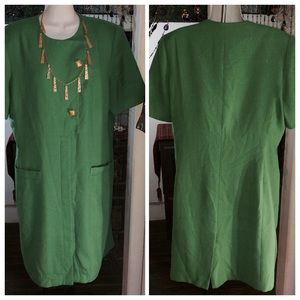 Warm winter work dress, pretty green