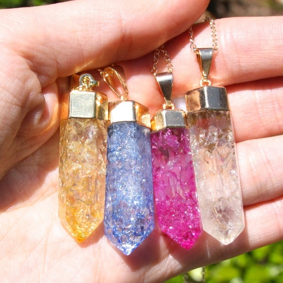 SOLD Pink Crackle Quartz Necklace. NEW! - Picture 2 of 2
