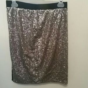 Sequin pencil skirt.