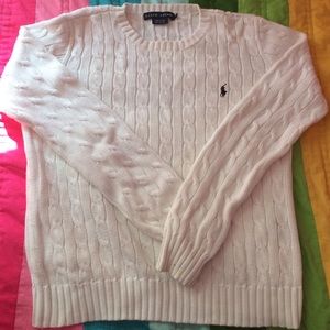 White Polo Ralph Lauren Cable Knit Sweater