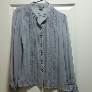 Ann Taylor slate blue silk shirt