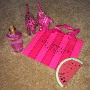 PINK Bundle: Sweats, Phone case, 2 dogs, + perfume