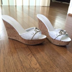 Guess White Leather Wedges Sz 9