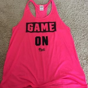Victoria's Secret pink game on racer back tank