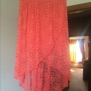 Coral high low skirt! Worn once !!