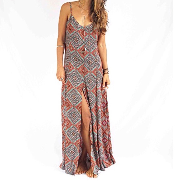 Dresses & Skirts - Tribal Print Button Down Maxi Dress