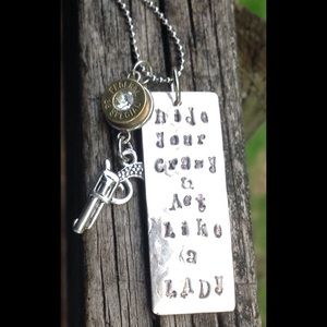 Bullet and Hand Stamped Necklace