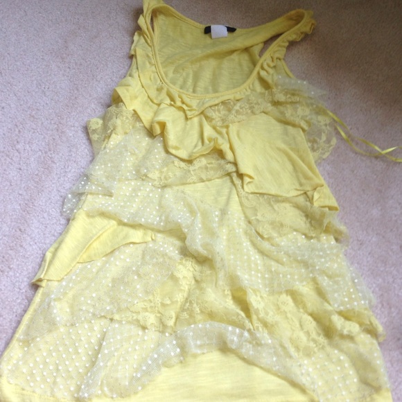 DEB Yellow Floral Lace Tink Top