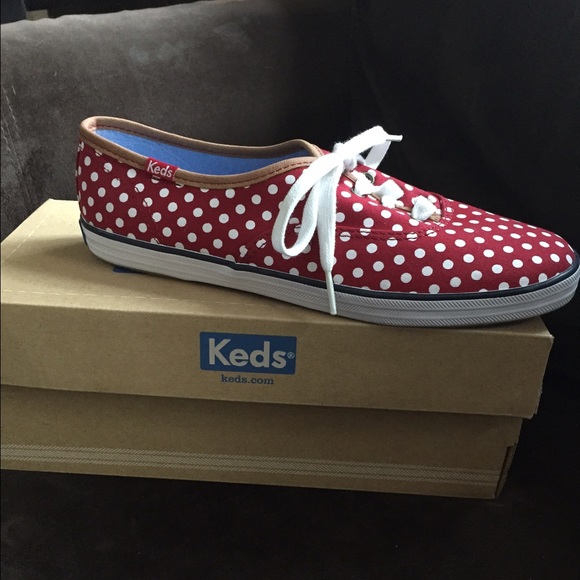 Red and white polka dot sneakers