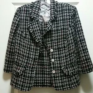 Plaid skirt suit set