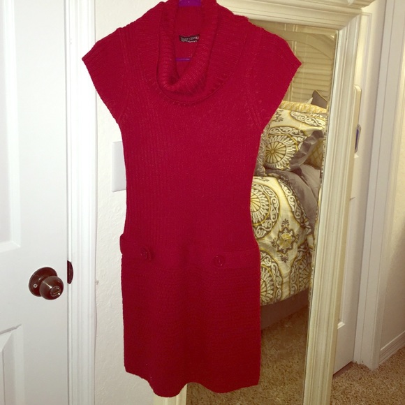 Red short sleeve sweater dress