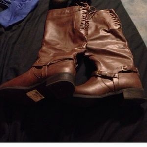 Brown riding boots