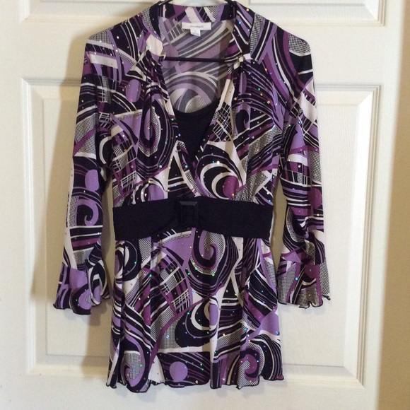 Dress Barn Tops - Beautiful purple and black blouse with bling