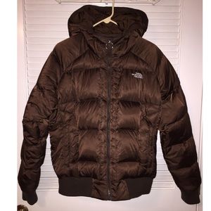 Women's Brown North Face puffer jacket