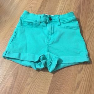 Stretchy mint green high rise hollister shorts