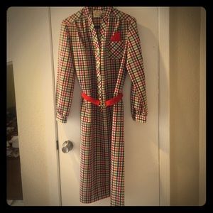 Vintage 70's Plaid Belted Button Shirt Dress Red Vintage 70's Plaid Belted Button Shirt Dress Red