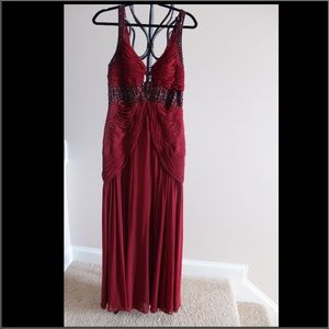 Sue Wong beaded burgundy evening gown