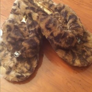 Michael Kors furry flip flops