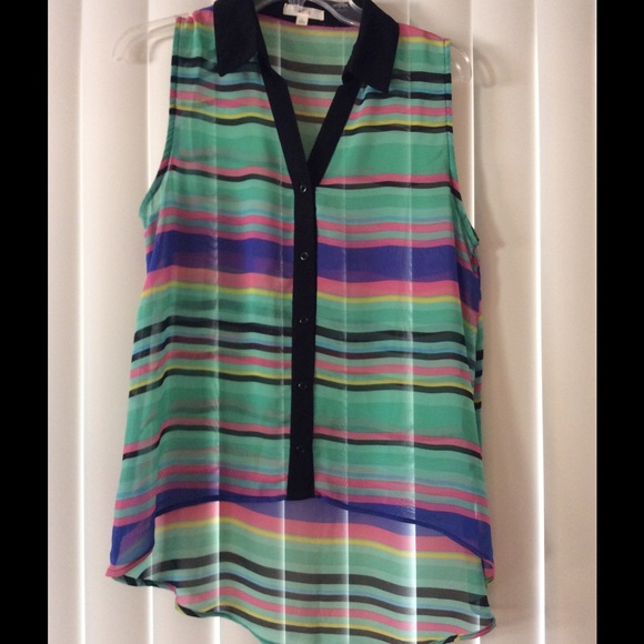 Hi-Low Chiffon Button-Up Tank