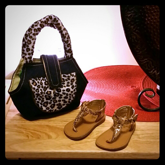 SOLD !!!!!!!Baby sandals & Lil leopard Purse