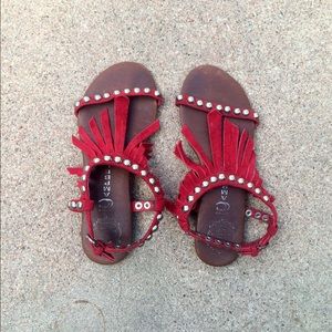 Jeffrey Campbell Red Studded Sandals