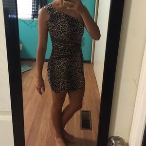 One strap cheetah cocktail dress