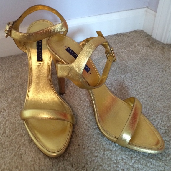 Ralph Lauren Collection Gold strap heels size 9-10