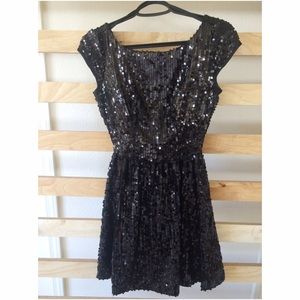 Black sequin dress.