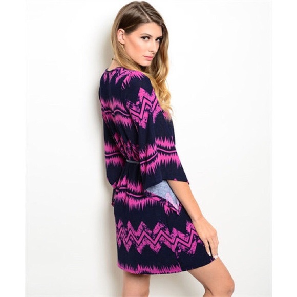 SOLD OUT! Navy and magenta dress - Picture 2 of 2