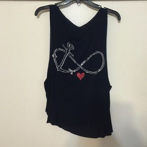 Navy blue infinity anchor top