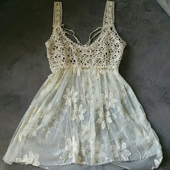 Crochet and lace top or cover-up