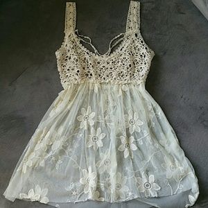Crochet and lace top or cover-up