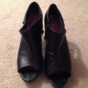 Black peep toe booties