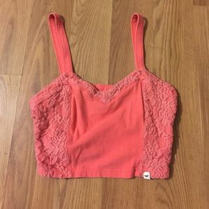 Orange lace hollister crop top