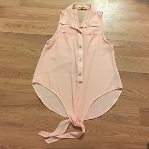 Peach button up top