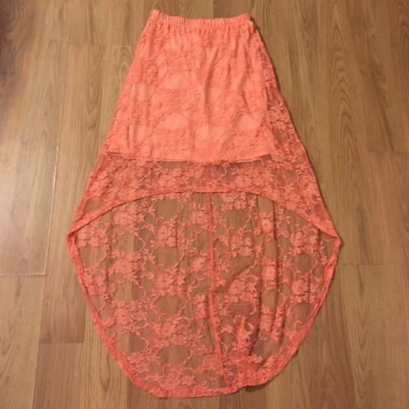 Orange lace waterfall skirt